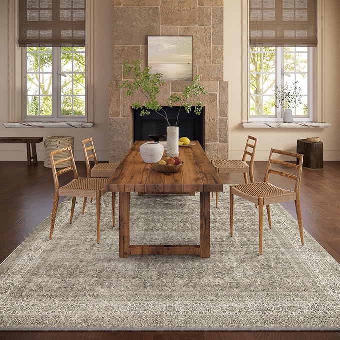 Washable Area Rugs for Living Room: 6x9 Bedroom Rug Boho Vintage Area Rug Stain - Image 5