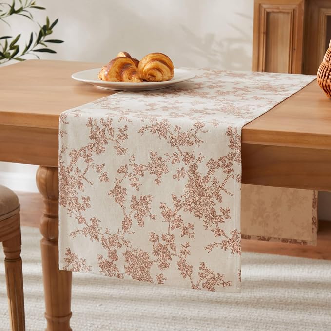 French Pastoral Farmhouse Table Runners, 13x90 Inch Terracota | 100% Organic - Image 7