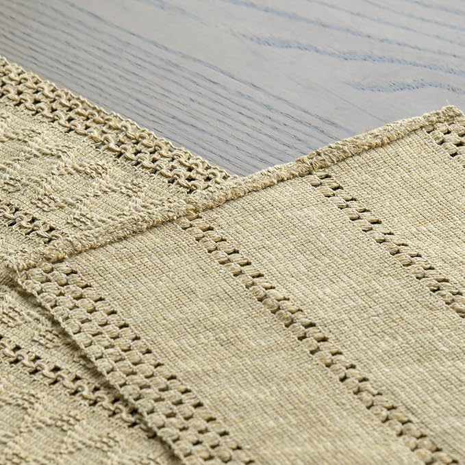 Artoid Mode Burlap Brown Woven Farmhouse Hollow Table Runner 12x72 Inch | - Image 4