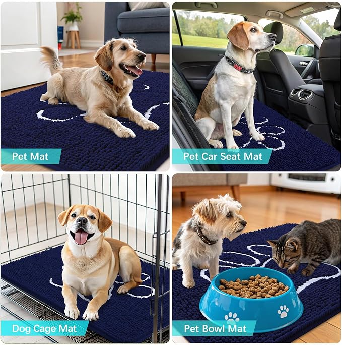 OLANLY Dog Door Mat for Muddy Paws 34x21, Paw Print Design, Absorbs Moisture - Image 7