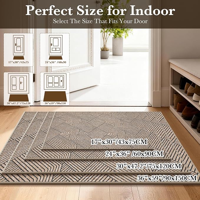 Indoor Door Mat 36"x59" Large, Low-Profile Welcome Front Door Mat Indoor - Image 2