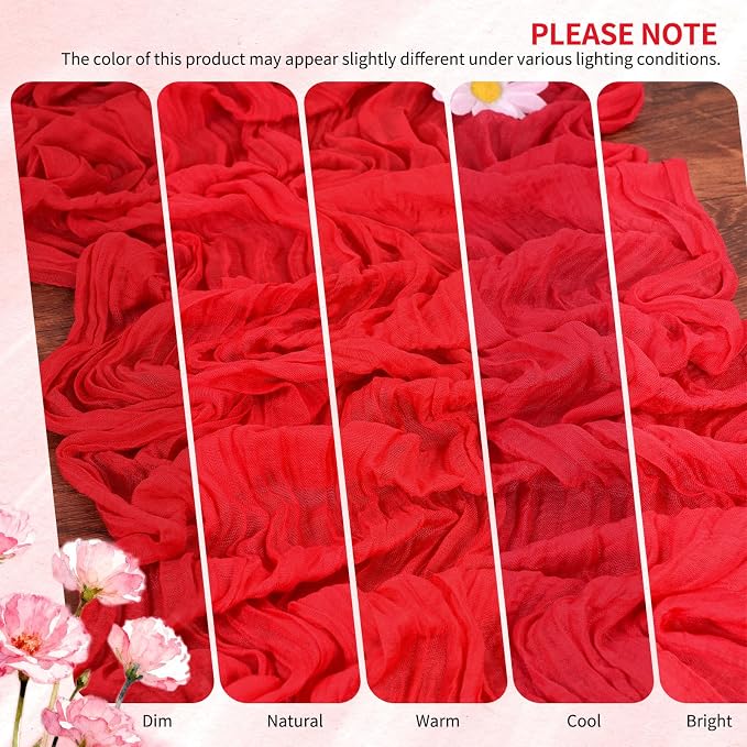 4 Pack Cheesecloth Table Runner 10FT Red Table Runner Boho Gauze Cheese Cloth - Image 7