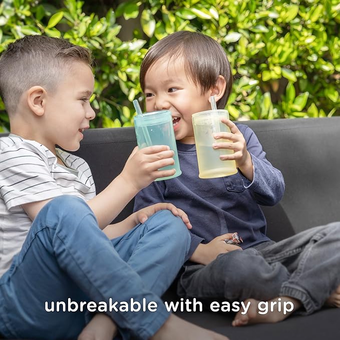 Olababy Clear View Silicone Training Cup with Straw Lid | Toddler Sippy Trainer 12mo+ | Unbreakable Water Drinking Cups for Kids 2yr+ | Baby Led Weaning & Feeding Supplies (Mint, 9 oz)