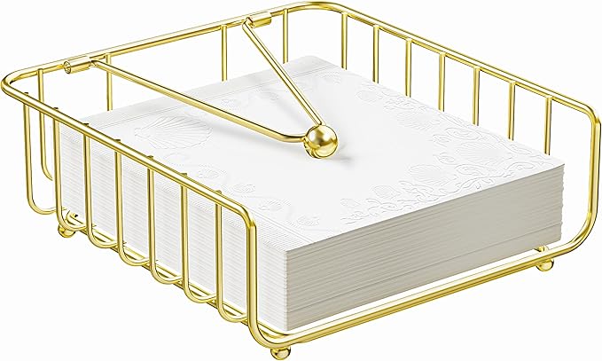 Napkin Holder for Table with Weighted Arm, Dinner Metal Flat Napkin Holders for by GMFINE