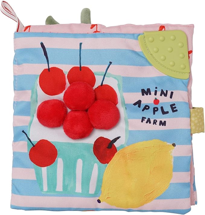 Manhattan Toy Mini-Apple Farm Soft Activity Crinkle Book for Baby & Toddler with Discovery Mirror and Textured Teether Multicolor