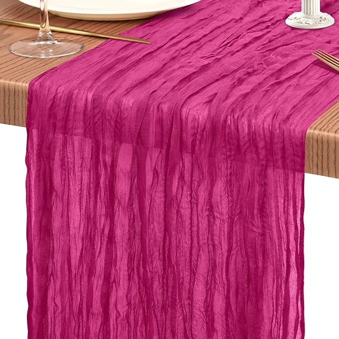 30 Pack Cheesecloth Table Runner 10FT Fuschia Table Runner Boho Gauze Cheese - Image 9