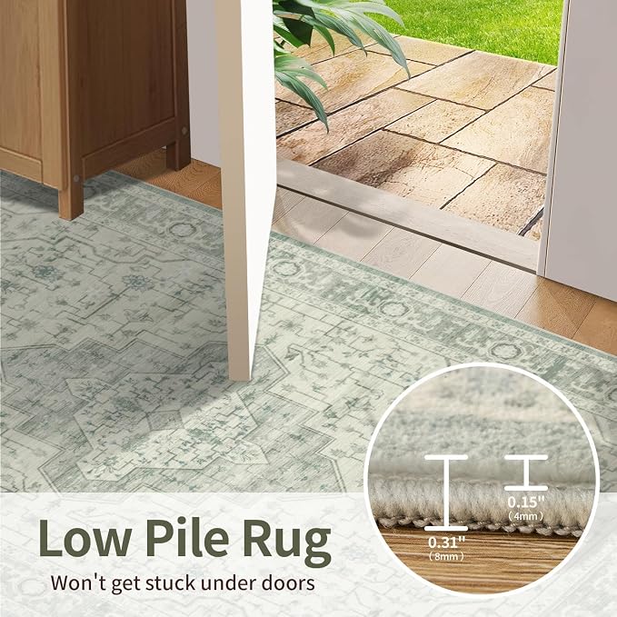 Rugxara 8x10 Washable Area Rug for Living Room, Extra Large Vintage Boho Rugs - Image 9