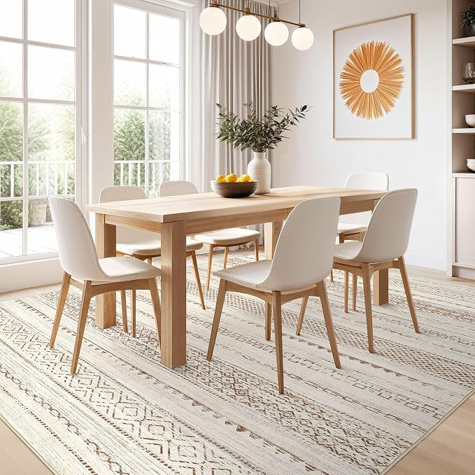 Nakagishi 6x8 Area Rug Living Room: Washable Boho Large Neutral Modern Soft - Image 5
