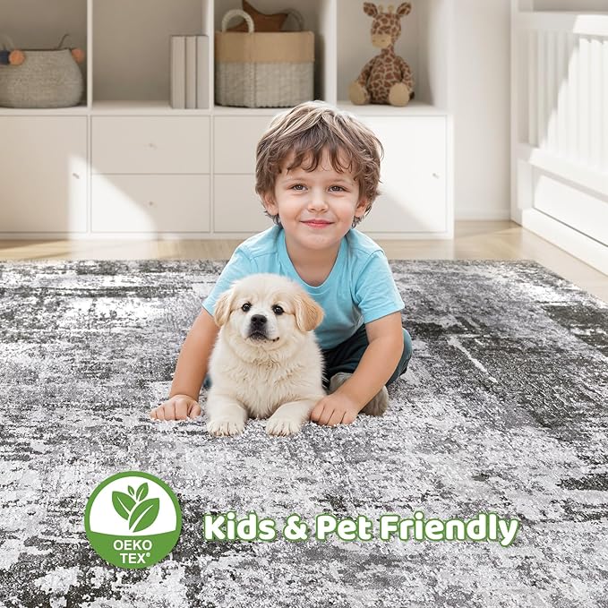 9x12 Area Rug Living Room: Washable Large Abstract Modern Soft Stain Resistant - Image 7