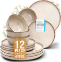12 Piece Stoneware Dinnerware Set by PURELIVING