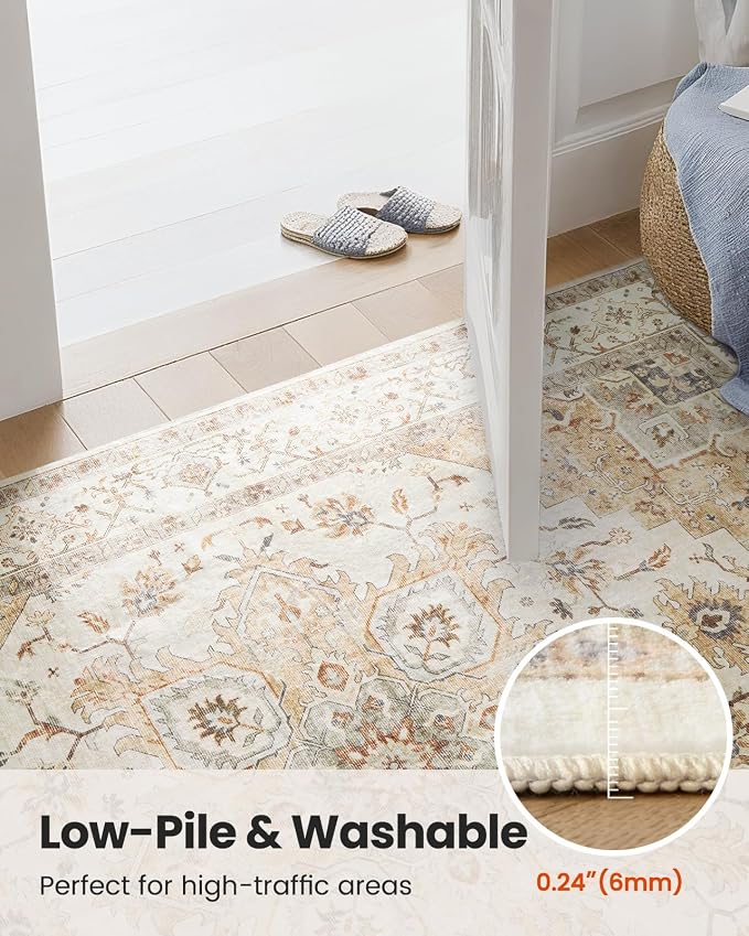AMADA HOMEFURNISHING Round 5ft Area Rugs, Low-Profile Washable Rug - Image 8