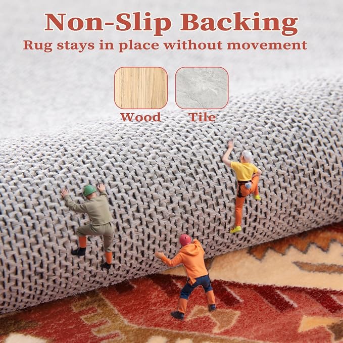 SERISSA Washable Rugs 8x10 Area Rugs, Large Non-Slip Boho Living Room Rug - Image 5