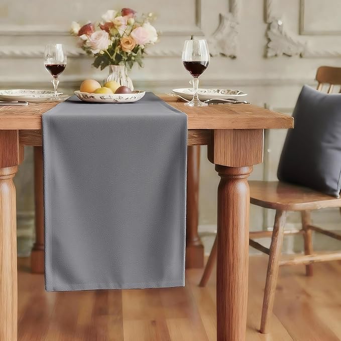 FOLINS&HOME Grey Waterproof Decorative Table Runner 72 Inches Long | 210GSM by FOLINSHOME