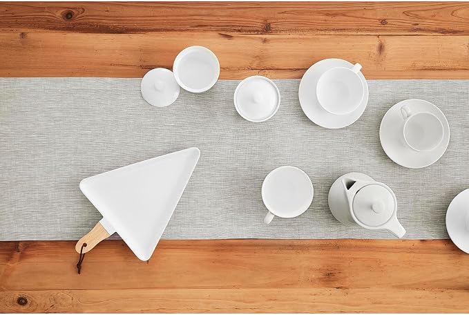 Solino Home 100% Pure Linen Table Runner Oyster Grey, Athena 14 x 60 in | Table - Image 4