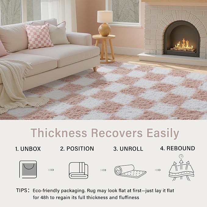 PureCozy Checkered Rug 9x12 for Living Room - Image 5