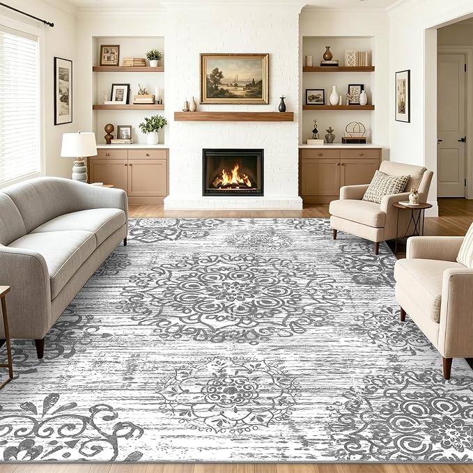 HEBE Area Rugs for Living Room 8'x10', Washable Non Slip Boho Bedroom Rug by HEBE