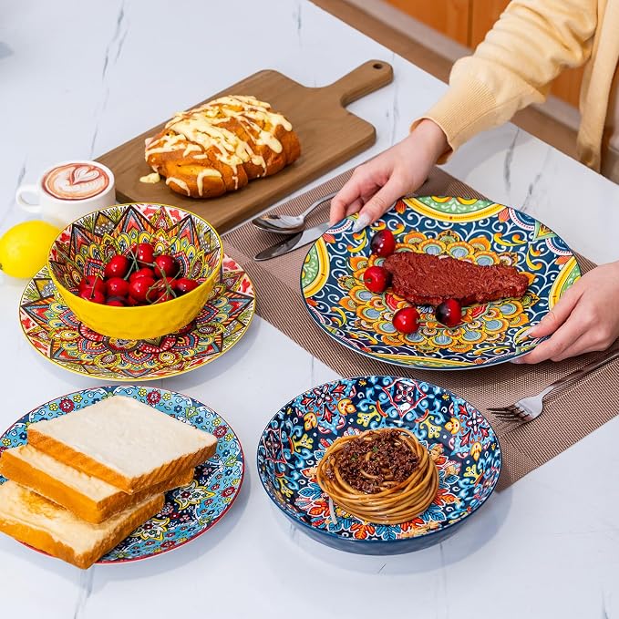 Dinnerware Set, Service for 4, Plates and Bowls Set, Ceramic Dishes Set for 4 - Image 6