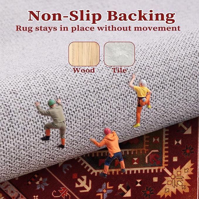 SERISSA 5x7 Boho Area Rug, Washable Non-Slip Rugs - Image 5