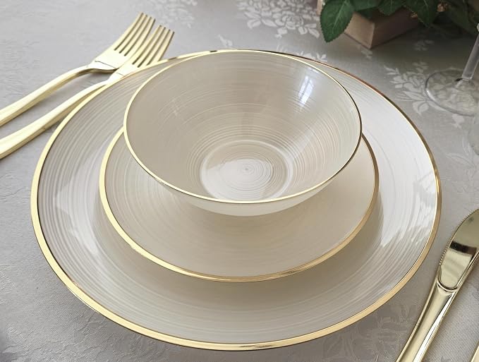 " OCCASIONS " 320pcs set-Wedding Party Disposable Plastic Plate Set -40 x 10'' - Image 2