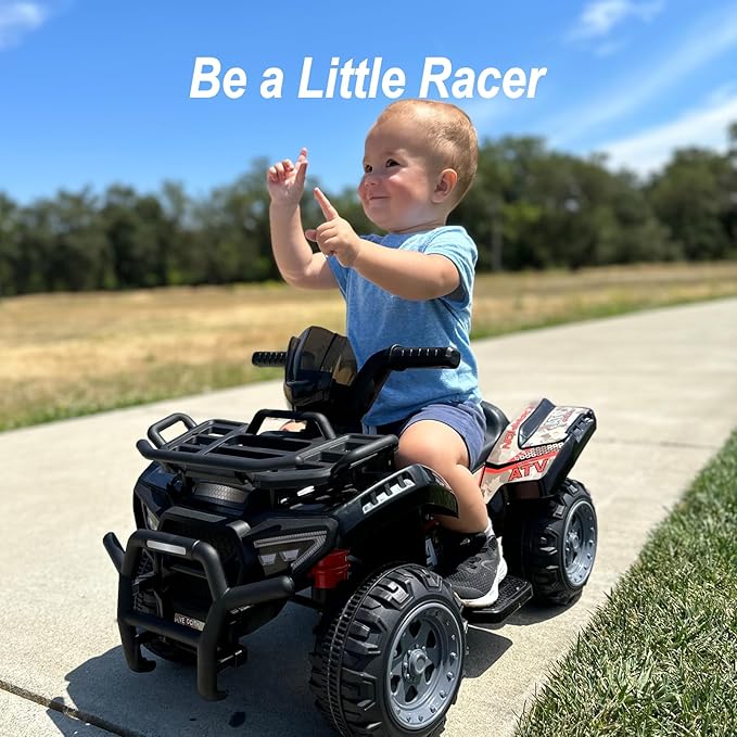 Kids ATV 4 Wheeler, 6V Ride-On Toy for Toddlers 1-3 Boys & Girls with Music, Forward & Reverse - Black