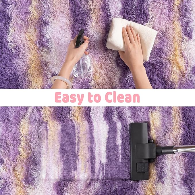 Shag Rugs for Living Room 6x9, Ultra Soft Abstract Purple Big Fuzzy Rugs for - Image 7