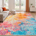 Rugflix 10x12 Area Rugs for Living Room, Washable Colorful Rainbow Rug by RugflixAreaRugs