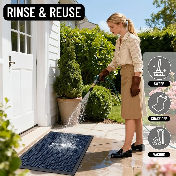 OLANLY Front Door Mat Outside Entrance 47x17, Heavy Duty Sturdy Natural Rubber - Image 8