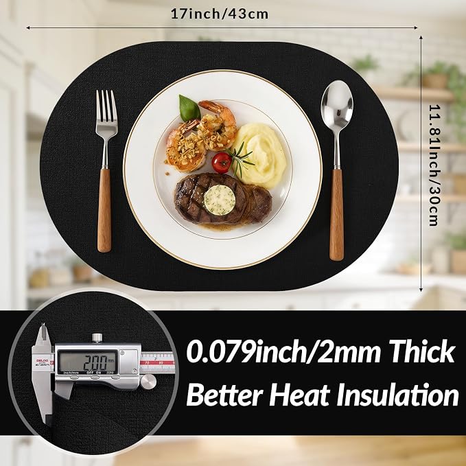 Placemats Set of 6, 11.8 x 17 Inch, Waterproof Wipeable Reversible PU Placemat - Image 3