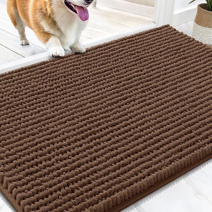 OLANLY Dog Door Mat for Muddy Paws 34x21, Ultra Absorbent Chenille Mud Doormat by OLANLY