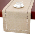 Grelucgo Large Handmade Hemstitch Beige Table Runner, Rectangular 14 by 108 Inch by Grelucgo