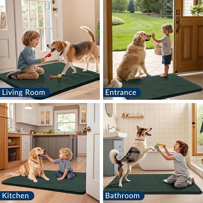 Smiry Dog Door Mat for Muddy Paws 30x20, Absorbent Dirt Trapper, Non-Slip - Image 7