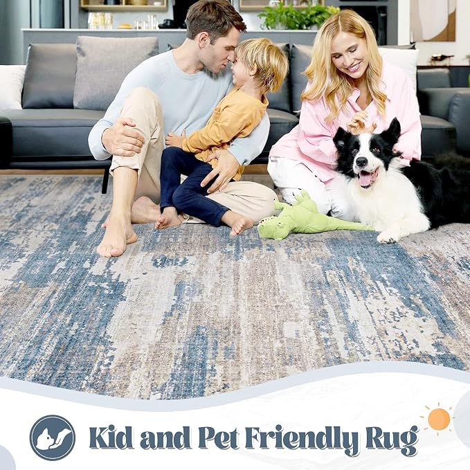 XLUEZ 9x12 Area Rug for Living Room, Washable Modern Abstract Large Area Rug - Image 3