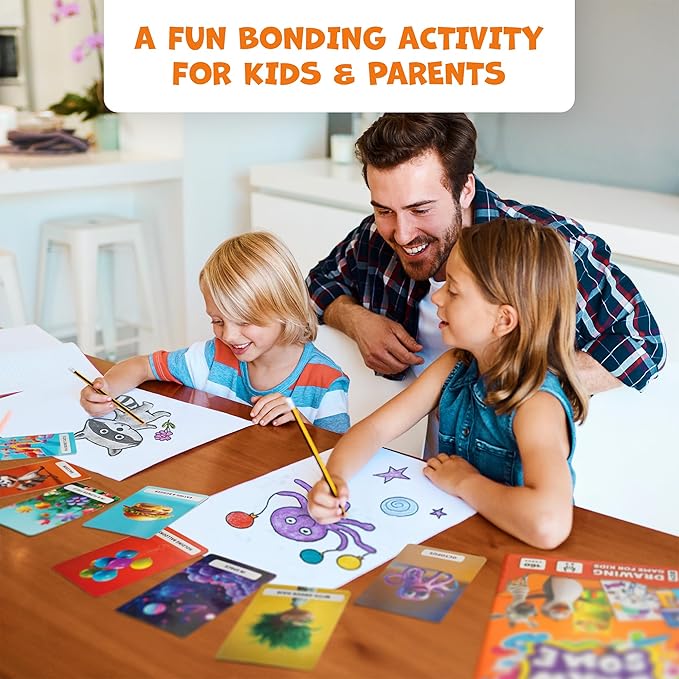 Drawsome Drawing Game for Creative Kids – 160 Prompt Cards with Characters, Actions, Styles & Places to Spark Imagination – Fun Single Player & Family Art Game with Painting Ideas