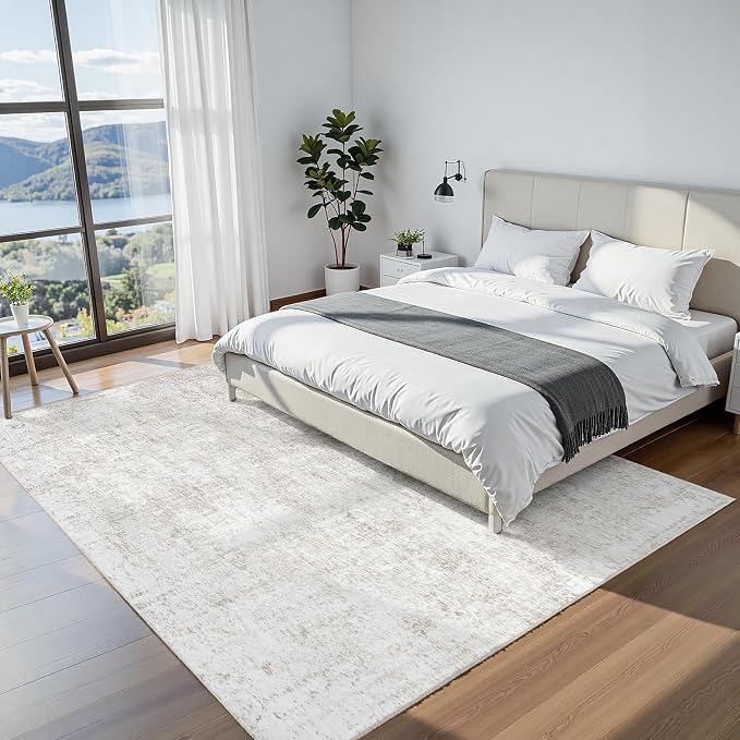 Area Rug 6x9 Living Room Rug Washable: No-Slip Abstract Soft Thin Large Light - Image 4