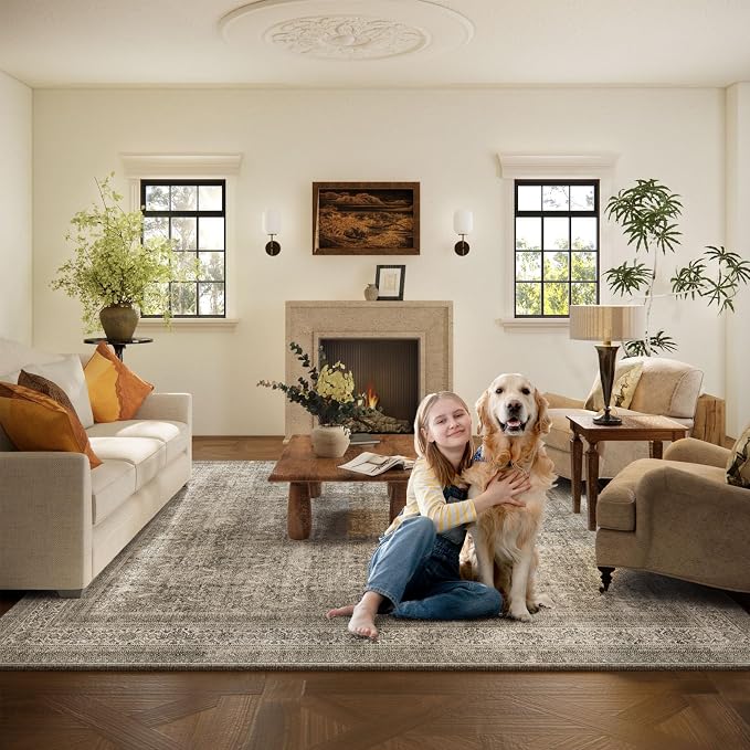 Washable Area Rugs for Living Room: 5x7 Bedroom Rug Boho Vintage Area Rug Stain - Image 8