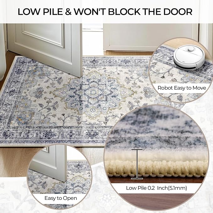 CAPALOCA Machine Washable Rugs Nursery Rug 6x9 Cute Girl Non Slip Low Pile - Image 5