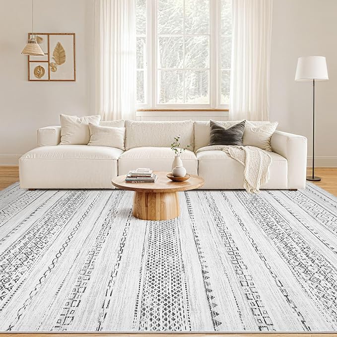 Nakagishi 7x10 Area Rug Living Room: Washable Boho Large Neutral Modern Soft - Image 4