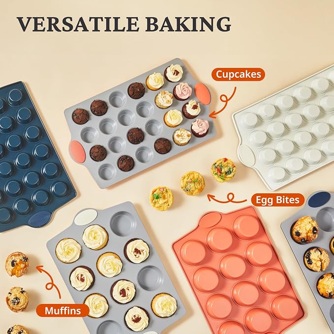 BRONYPRO 24-Cup Non Toxic Nonstick Ceramic Mini Muffin Pan & Cupcake Tin - Image 2