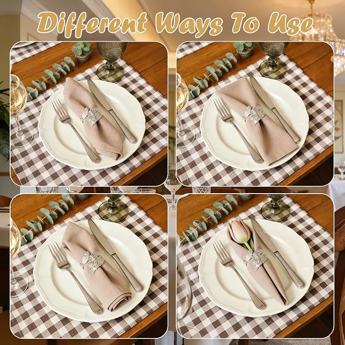 Napkin Rings Set of 12 Silver Napkin Holder Buckles | Leaf Shaped Napkin Ring - Image 3