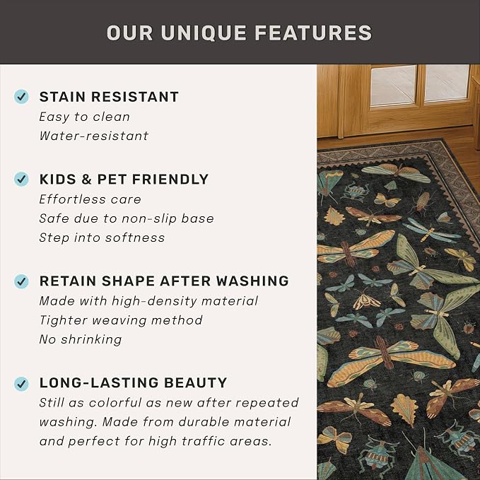Hazo Haus Black Front Door Mat Indoor Entrance Non Slip Washable - Image 7