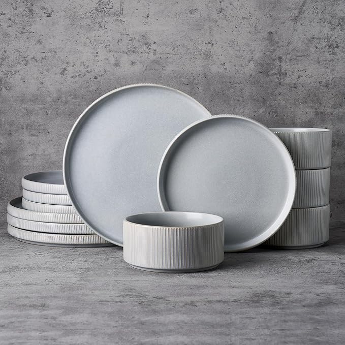 Famiware Star Stoneware Dinnerware Set, Reactive Glaze Plates & Bowls by Famiware