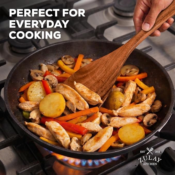 Zulay Kitchen Extra-Large 5-Piece Wooden Spoon Set - Image 6