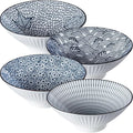 38 oz Japanese Ramen Bowls Set of 4, Large Pho Bowls, 8 Inch Ceramic Blue and by Unknown