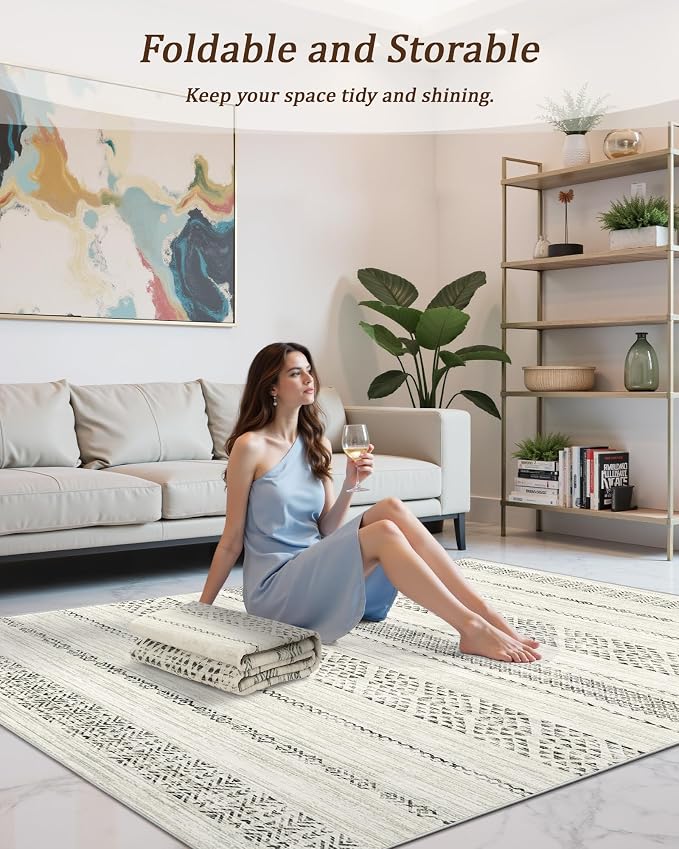 Miukiki 10x14 Area Rugs for Living Room Moroccan Washable Rugs Non Slip Indoor - Image 5