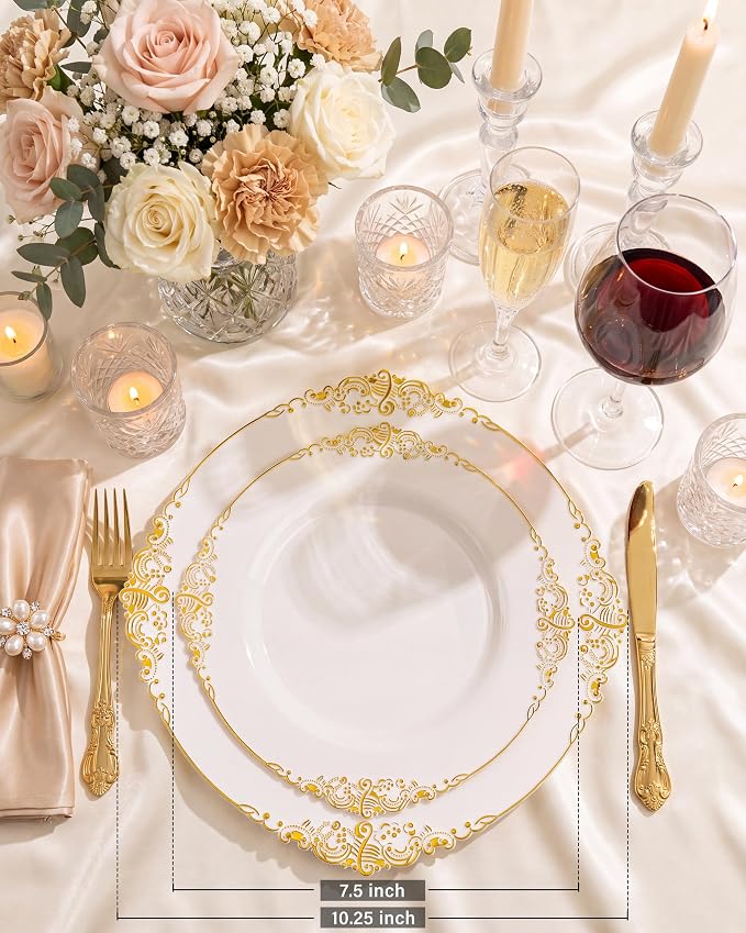 Nervure 100Pcs 10.25'' Ivory Plastic Plates, Party Plates - Image 3