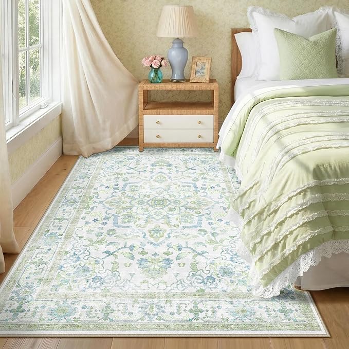 CAPALOCA Machine Washable Rugs Nursery Rug 5x7 Cute Girl Non Slip Low Pile - Image 2