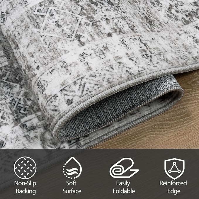 5x7 Area Rugs for Living Room Rug Washable: Abstract Rug for Dining Room - Image 4