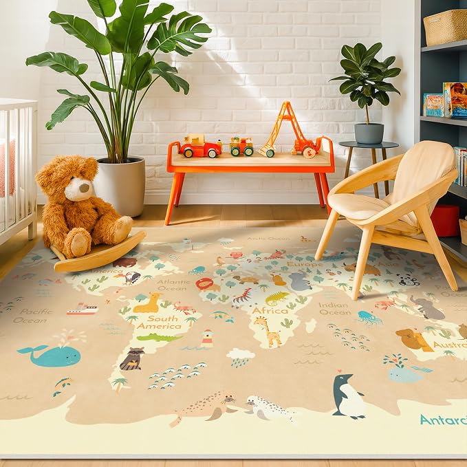 Washable Kids Rug for Playroom – 5x7 Toddlers Room Play Rug, Educational World - Image 3
