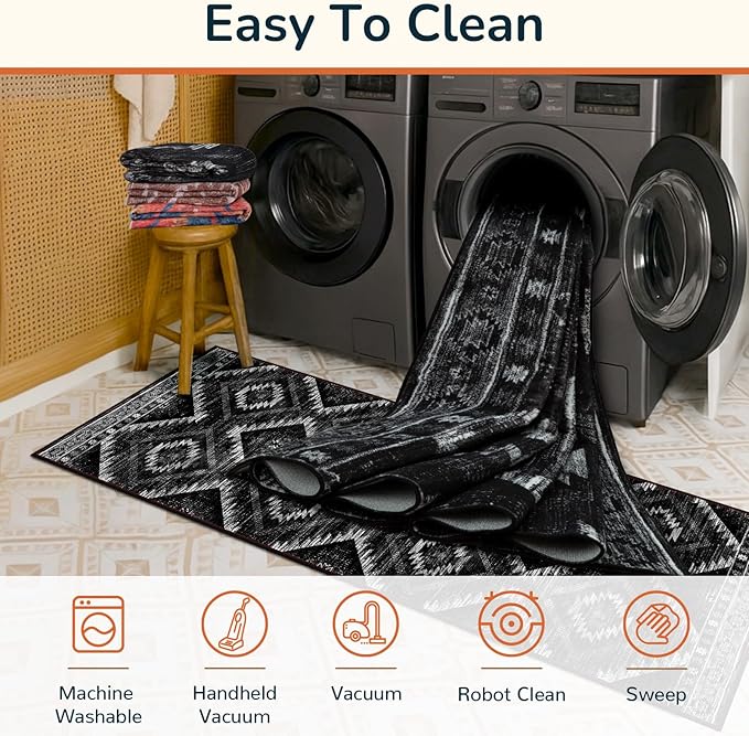 BESTSWEETIE Area Rug 7x9 Rug Machine Washable Non-Slip Low Pile Print Pattern - Image 4