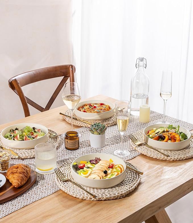7.5" Ceramic Pasta Bowls Set of 4, Salad Bowls | Versatile Serving Bowls - Image 6